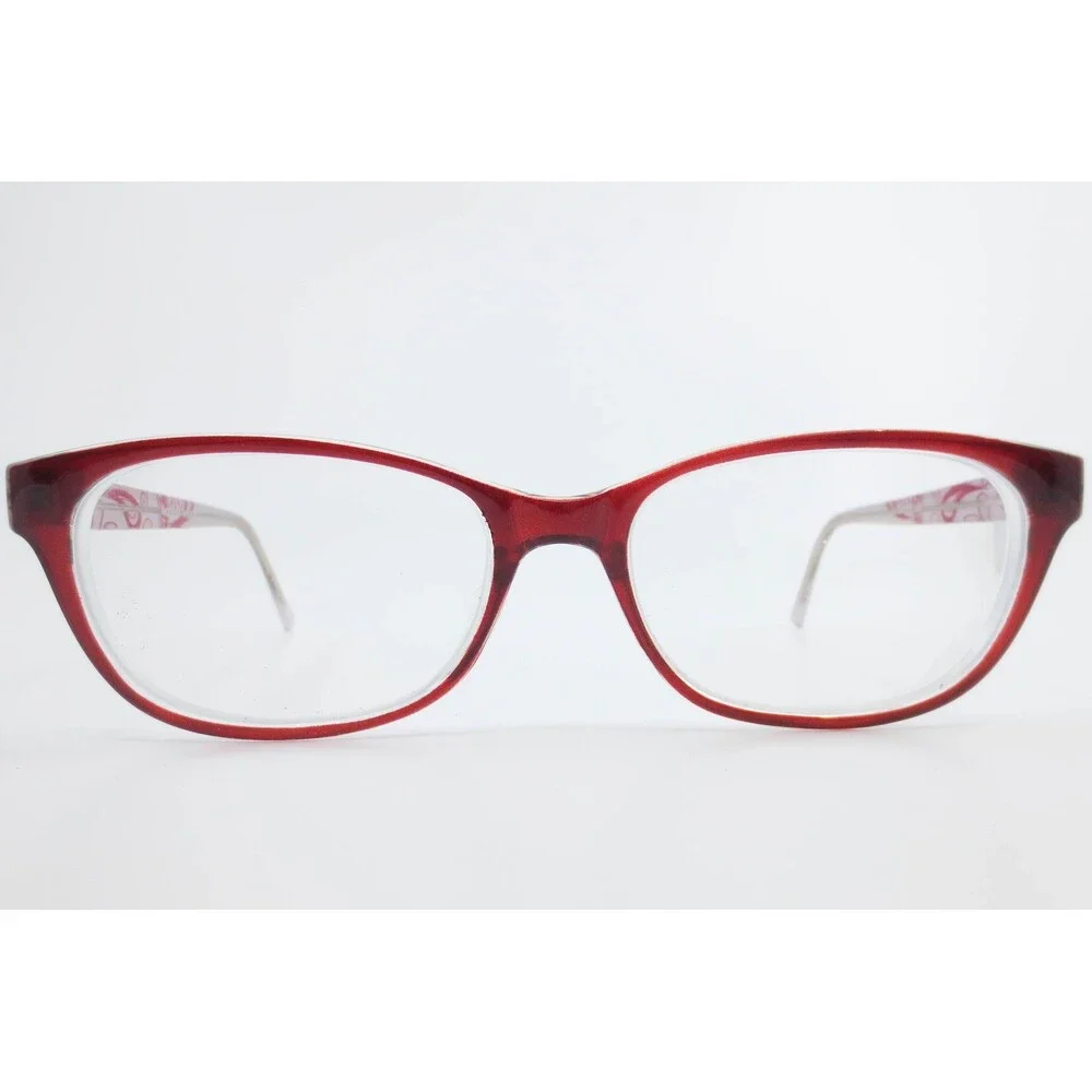 Modern Holiday Eyeglasses Red Oval Frames 54-17-140 Patterned Temples 39301